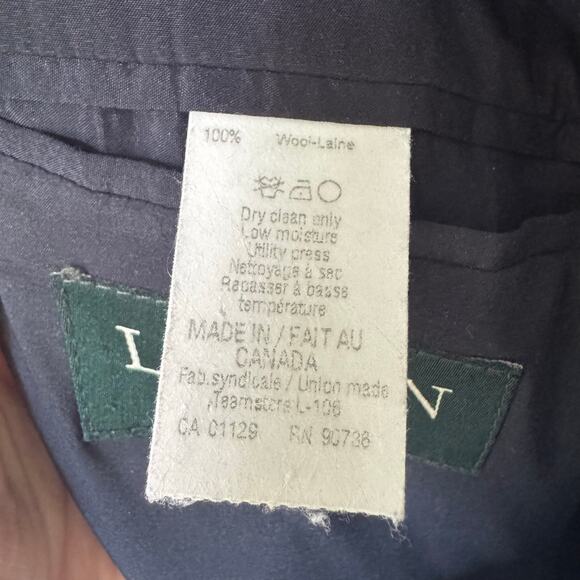 Vintage Lauren Ralph Lauren Wool Blazer Mens 40R Blue Union Made Canada EUC - Picture 6 of 10